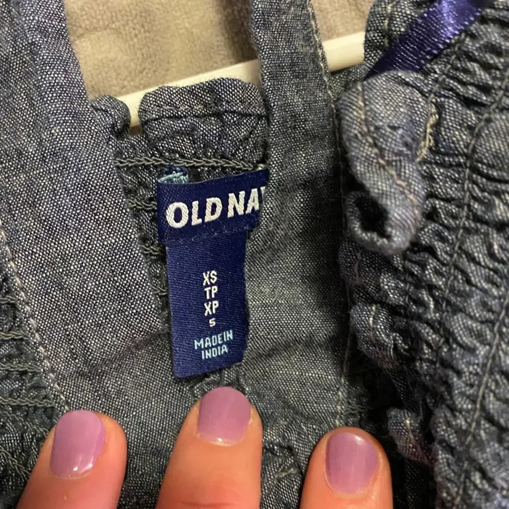 Old Navy Embroidered Denim Halter Dress XS